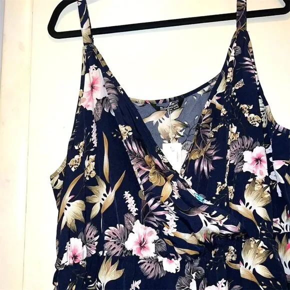 BloomChic Women's Plus Size 18-20 Blue Floral Jumpsuit Romper Casual - Picture 3 of 8